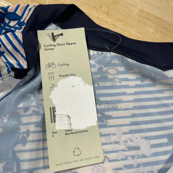 Sweaty Betty NWT Short Sleeve Cycling Jersey Floral Grid Zip Pocket Size S - Picture 7 of 14